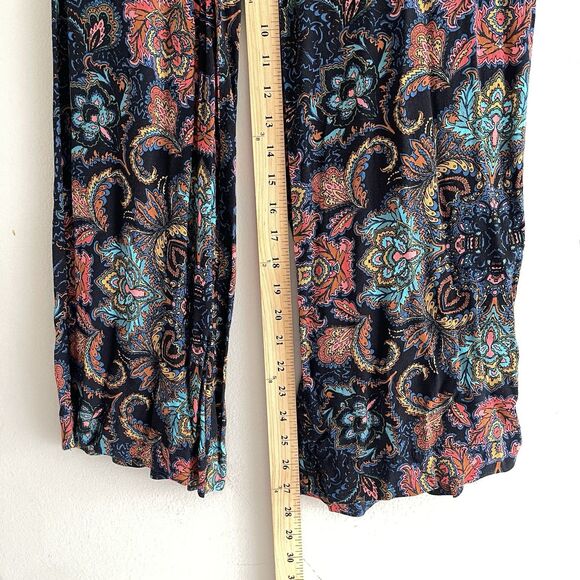 HM Boho Pull On Pants Size 8 Colorful Paisley Damask Floral Pockets Relaxed Fit - Picture 7 of 10